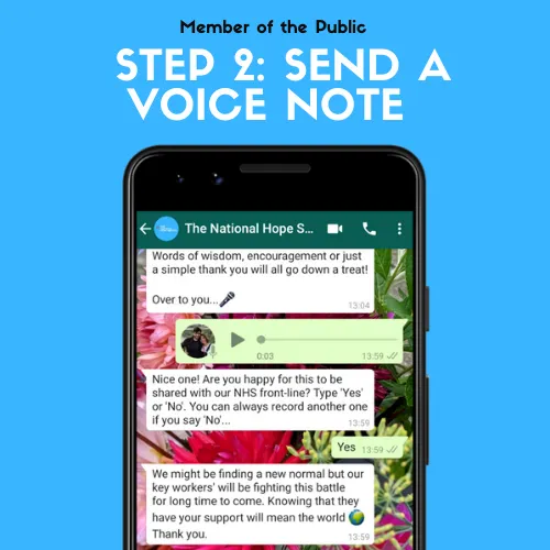 National Hope Service step 2: send a WhatsApp voice note of thanks to the NHS