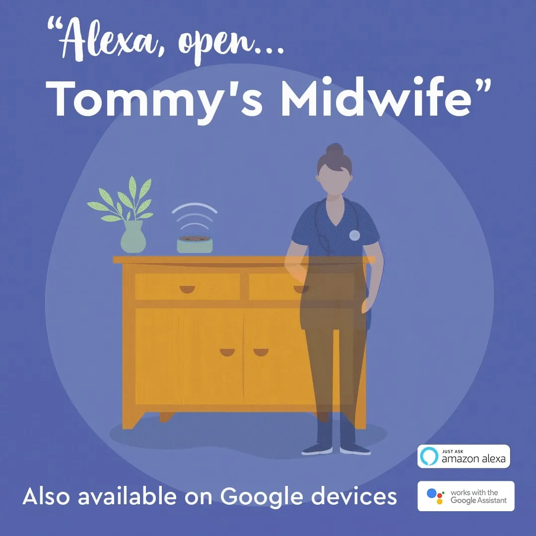 Tommy's Midwife voice app illustration for Amazon Alexa and Google Assistant